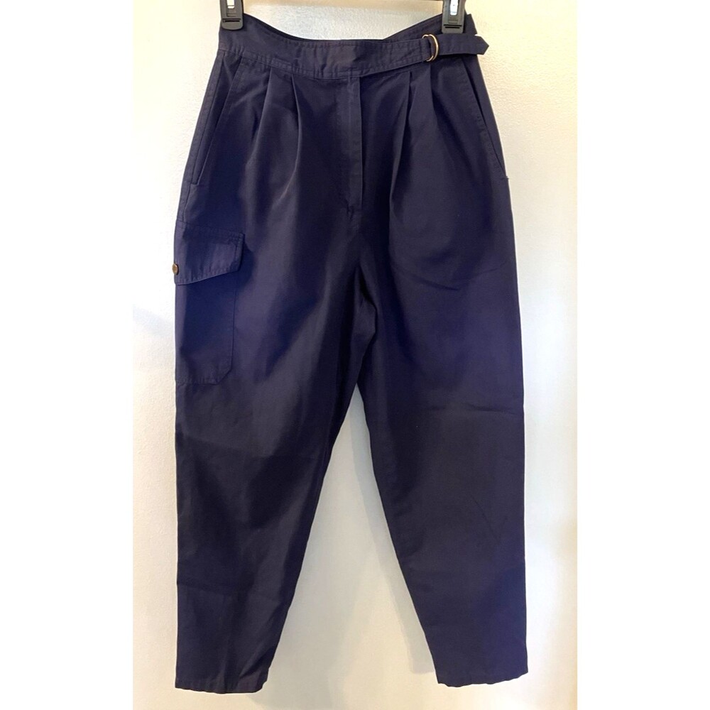 Vintage 90s Chaus Blue Hi Waist Cargo Pants Size 8